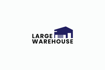 large warehouse logo vector design template with flat, modern and simple styles. creative big warehouse building design logo vector illustration for storage, company and cargo business isolated white