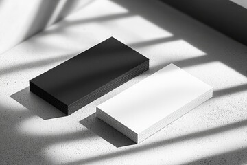 Obraz premium Blank Business Cards Mockup on Concrete Surface.