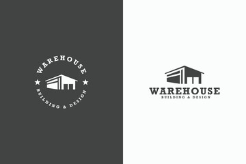 set bundle warehouse logo design vector illustration with modern, vintage and retro styles. creative bundle set warehouse iconic logo vector design template isolated on white background