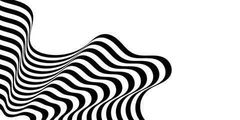 Black on white abstract perspective line stripes with 3d dimensional effect