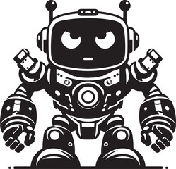 Fototapeta premium Modern action war robot silhouette vector illustration isolated on a white background