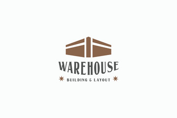 vintage warehouse mark symbol logo design vector illustration. creative retro warehouse icon logo vector design template for factory, storage and logistic business. 
