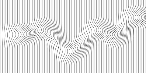 Abstract line wave background. Thin line on white.