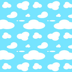 Seamless pattern with clouds.White cloud repeat pattern isolated on blue.Vector graphic illustration background wallpaper.