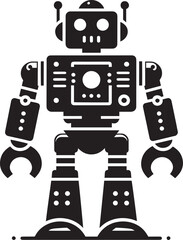 Modern action war robot silhouette vector illustration isolated on a white background