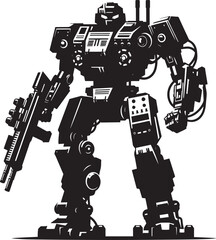 Modern action war robot silhouette vector illustration isolated on a white background