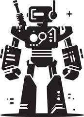 Modern action war robot silhouette vector illustration isolated on a white background