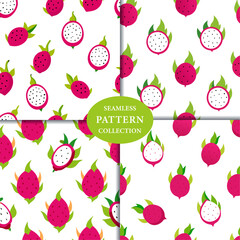 Dragon Fruit fruits Seamless Pattern Background