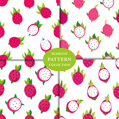 Dragon Fruit fruits Seamless Pattern Background