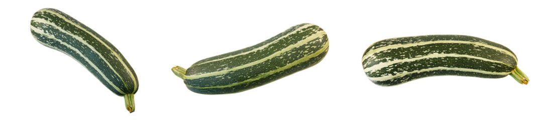 set of green zucchinis isolated on white or transparent png
