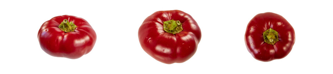 set of red paprikas isolated on white or transparent png
