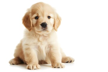 golden retriever puppy isolated on white background