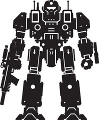 Modern action war robot silhouette vector illustration isolated on a white background