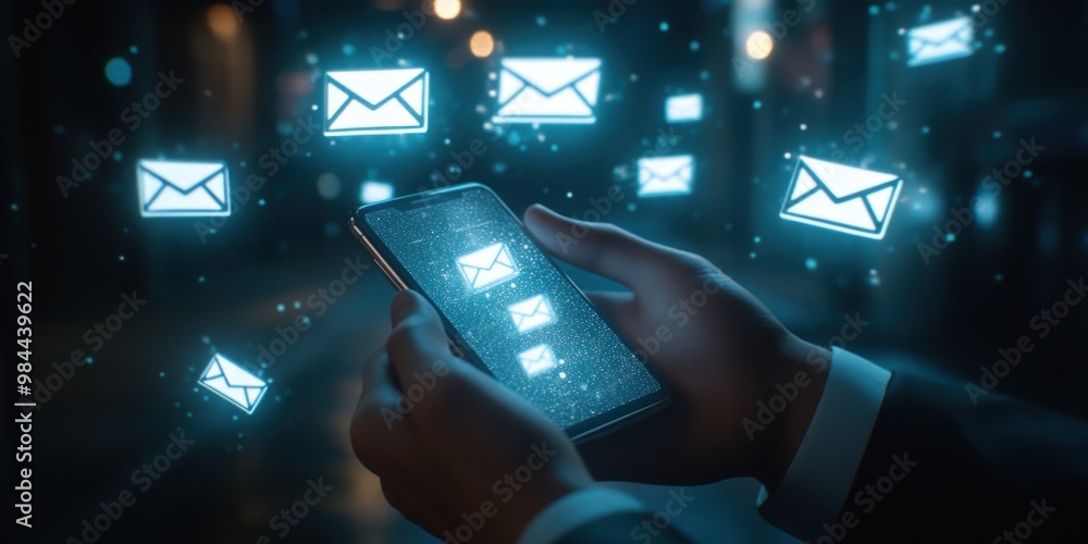 Poster digital communication with email notifications on smartphone