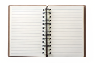 Blank notebook with lined paper open and ready for writing