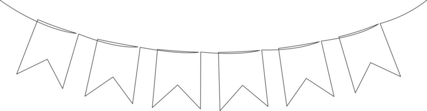 recommend clip art: Festive flag garland vector. Celebration party hand drawn element. Retro bunting in simple flat
                    