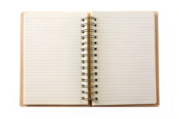 Blank spiral notebook with lined pages open and ready to use