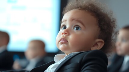 Baby in Business Suit at Conference