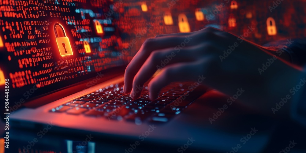 Aufkleber a skilled male cybersecurity expert focuses on enhancing data protection through innovative cloud so