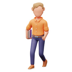 Entrepreneur Carrying Books 3d illustration