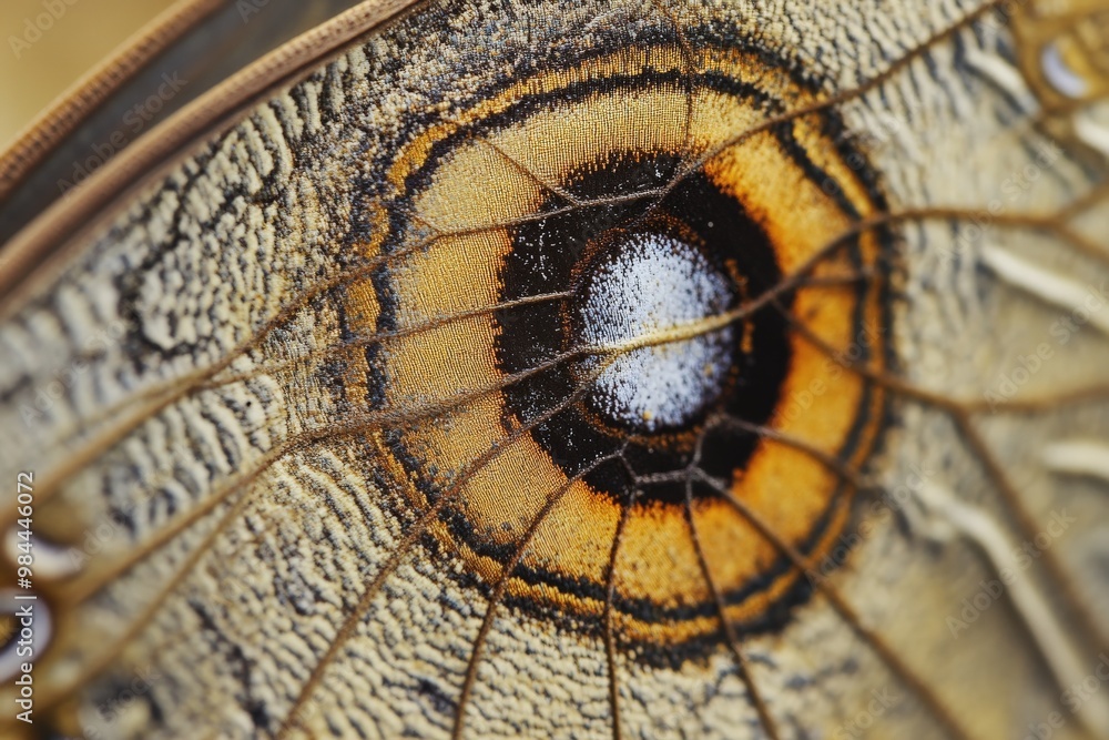 Poster Detailed macro photograph of a butterfly wing, highlighting the complex and stunning patterns, textures, and colors that make up the intricate design of nature's artwork.