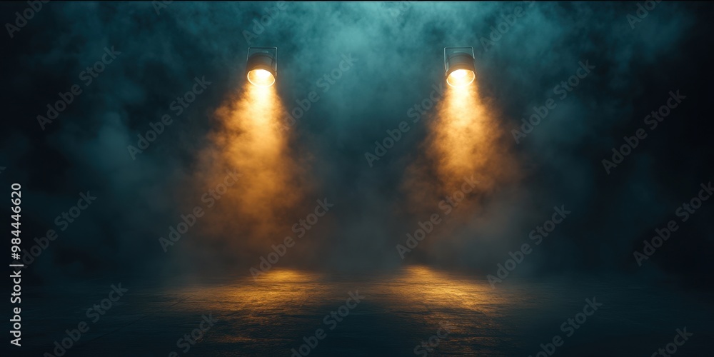 Wall mural Dramatic Lights in Atmospheric Smoke Background