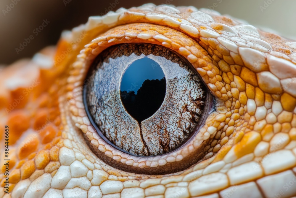 Aufkleber the image shows an extreme close-up view of a gecko's eye, illustrating the intricate details and vi