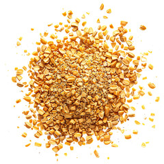 Floating fenugreek seeds with ground fenugreek in air