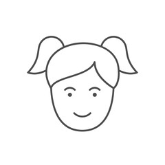 Young girl line outline icon