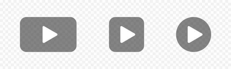 Transparent play button. Video play button. Video or audio player. Vector illustration.