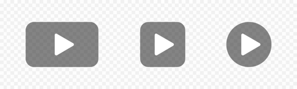 Transparent play button. Video play button. Video or audio player. Vector illustration.