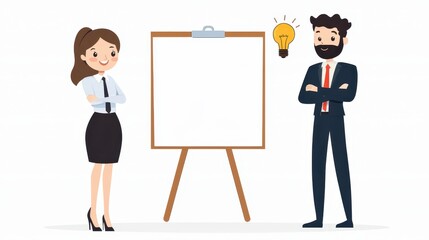 Business Team Presenting Ideas with Empty Board