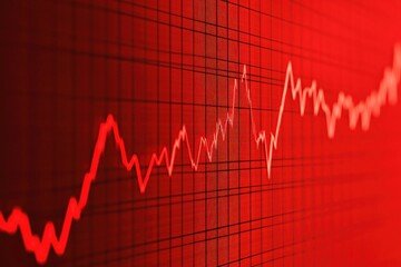 A vibrant red graph displays fluctuating data points, suggesting volatility and change in metrics or financial movements, Business and Market volatility concept.