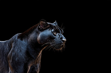 Naklejka premium Elegant panther, black backdrop