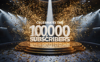 1M subscribe, 1000 followers card with vibrant 3D background. social banner happy celebration , blog. likes celebration. Social media poster