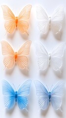 Colored and White Butterflies Presented in Artistic Formation on Light Background