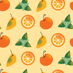 Seamless pattern afternoon tea stand food. Scones with jam, pie, cupcake, cakes and sandwich.  Tea time elements. Tea Party Invitation. Vector illustration isolated on background