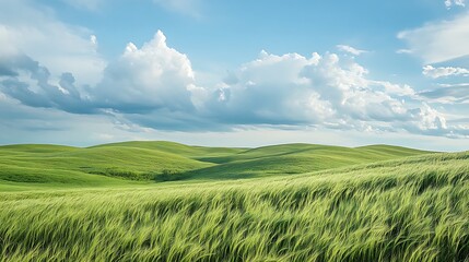 Fototapeta premium green field and blue sky