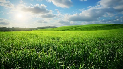 Obraz premium green field and blue sky