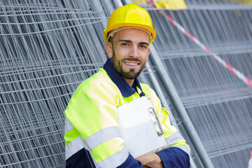 portrait of male engineer posing outdoors