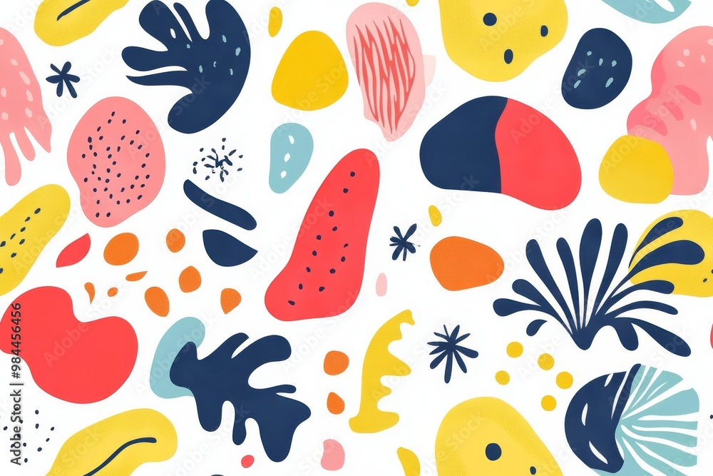 Aufkleber this is a vibrant and intricate, seamless pattern that artfully combines both floral and abstract sh