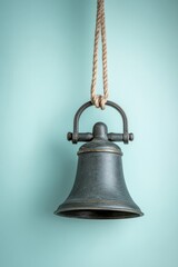 Fototapeta premium Polygonal 3D Christmas bell hanging with a rustic rope