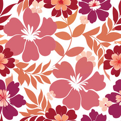 Seamless Floral Pattern with Watercolor Flowers