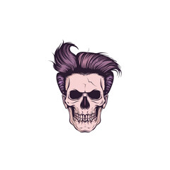 Obraz premium Skull with Stylish Hairstyle