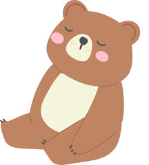 Sweet Bear Napping in a Sitting Position - Flat Art