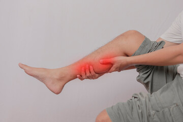 Inflammation of the calf of the leg held by the hand. Pain that attacks the calf of a young man's...