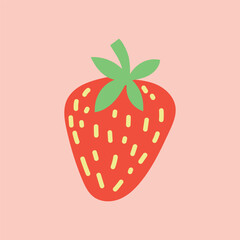 Strawberry isolated. Red strawberries with leaves. Juicy summer berries. Flat Vector illustration