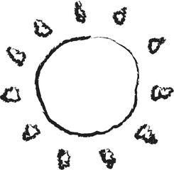Sun brush strokes. Ink elements