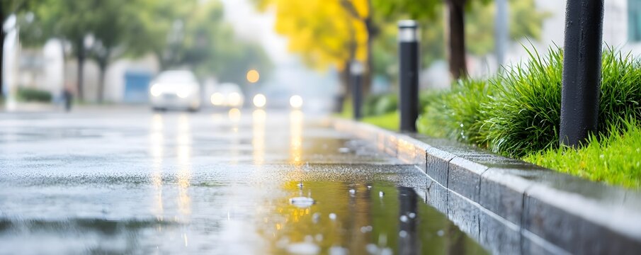 Efficient Stormwater Management - Drainage Inlets Along Urban Streets for Effective Rainwater Diversion and Flood Prevention Solutions