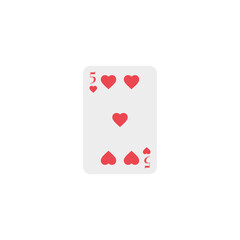 Hearts 5, playing card, vector design
